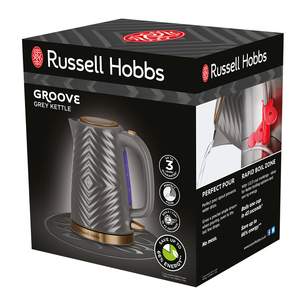 Russell Hobbs 1.7L Groove Kettle Grey