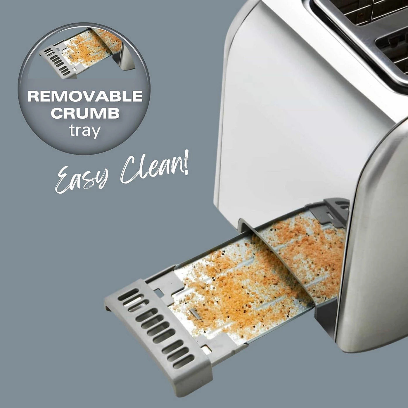 Hamilton Beach Rise 2 Slice Toaster Polished | Tray