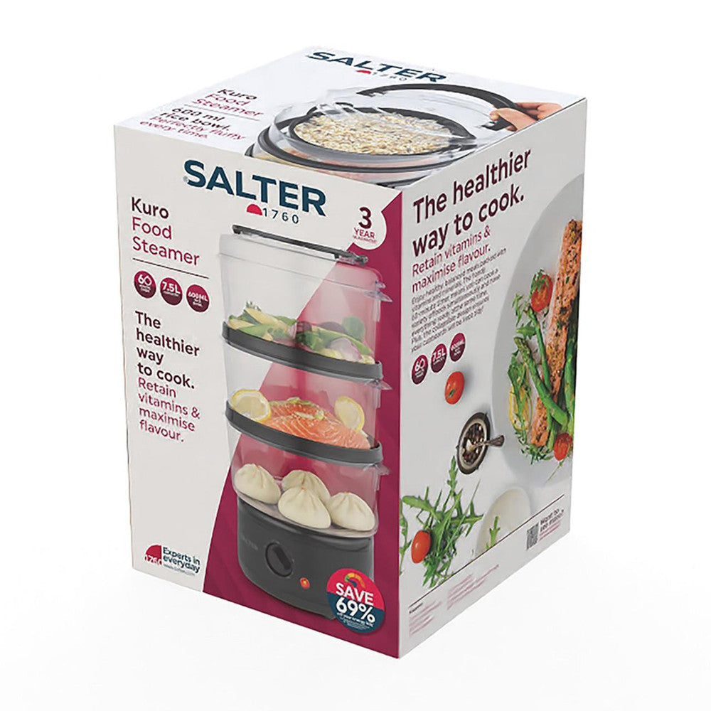 Salter Kuro 3-Tier 7L Food Steamer in Box