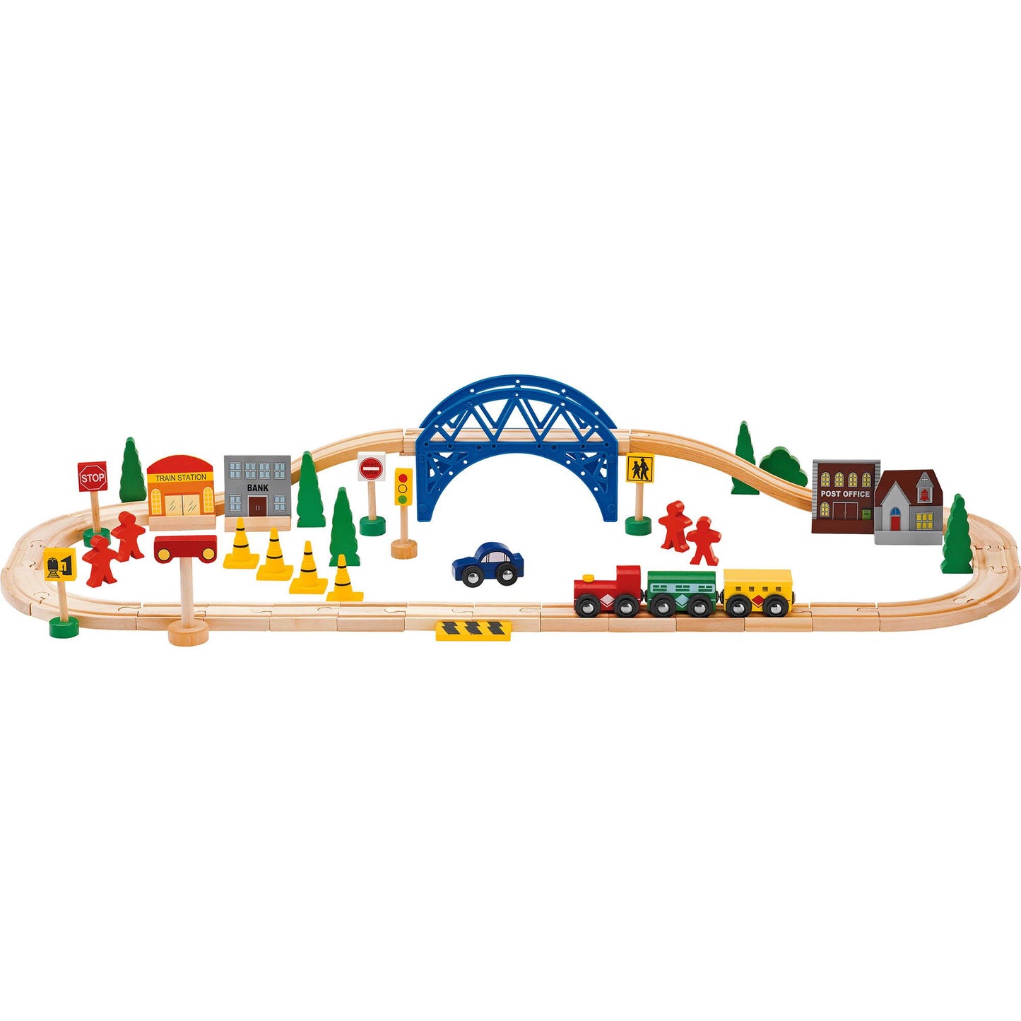 Chad Valley Wooden Train Set 60 Piece Toys Kids Children Wooden Toy Train Set