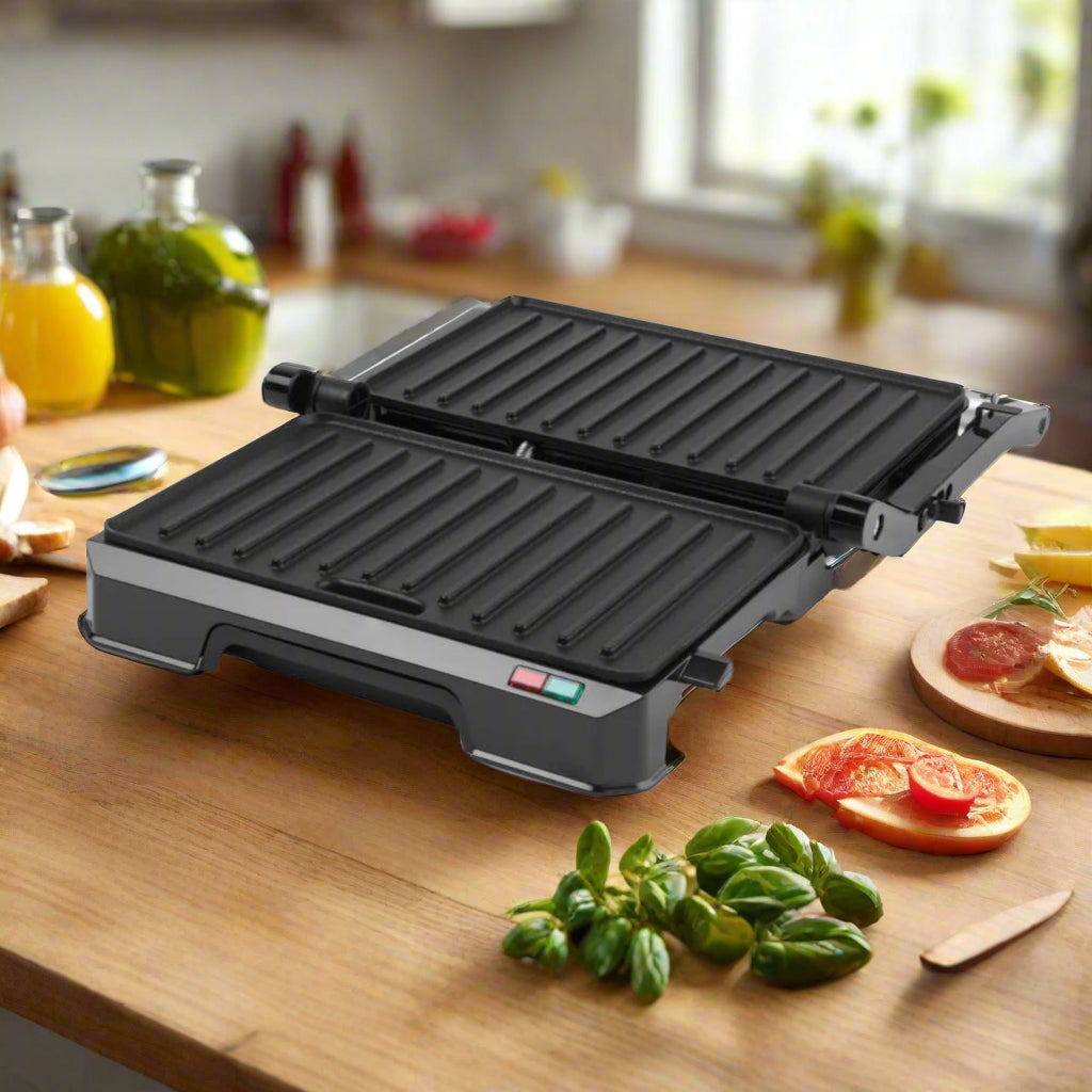2-in-1Health Grill Panini Maker Progress UK 180Degree