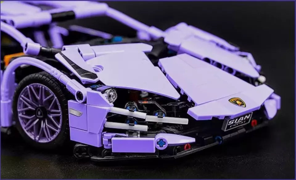 Purple Lamborghini Building Blocks Lamborghini Sian Technic 1:14 RC Car 1280pc