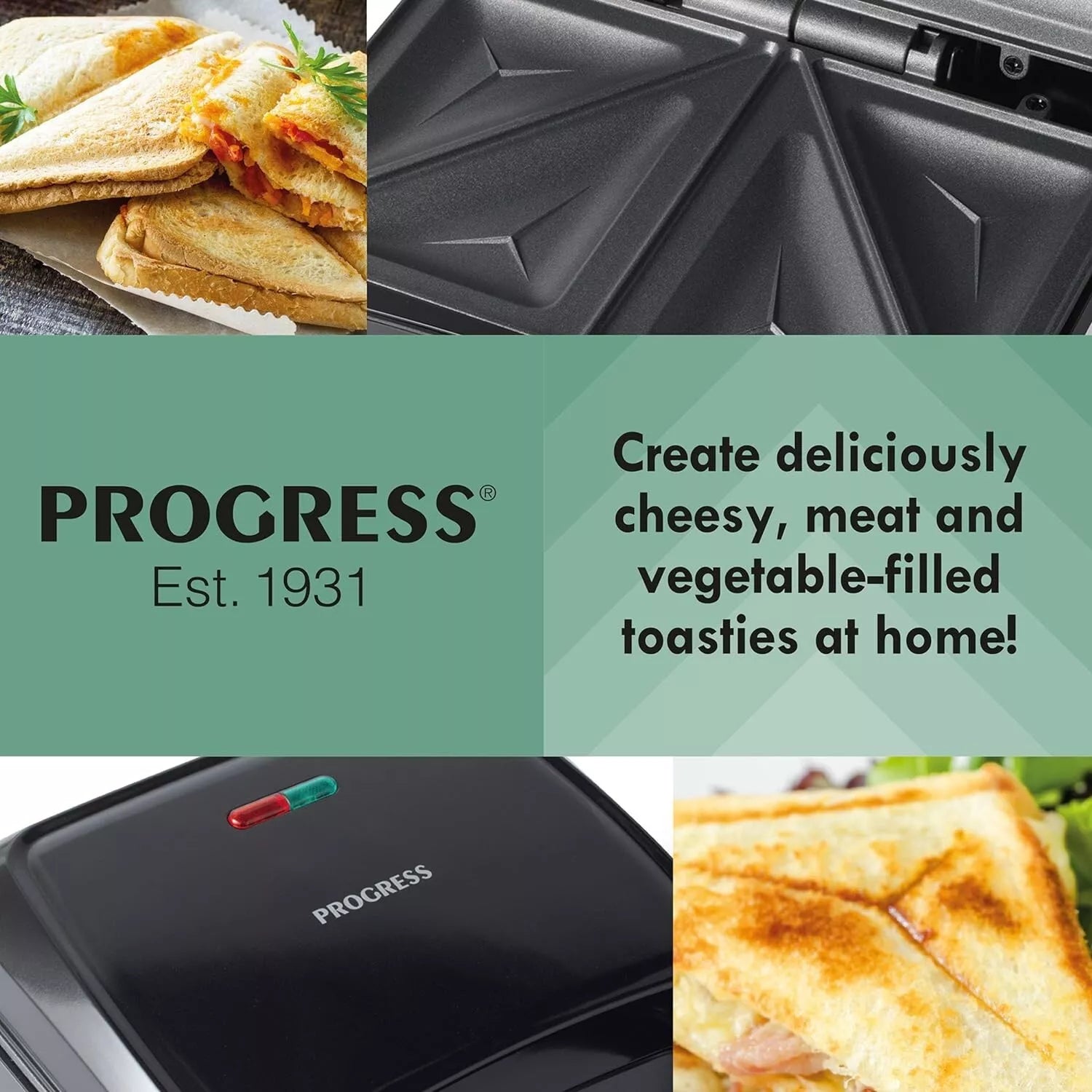 Progress Two Slice Toastie Maker Black Sandwich Maker