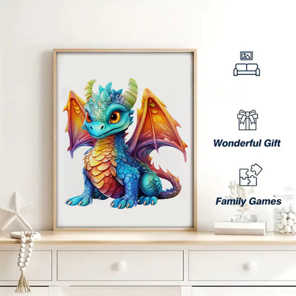 Wooden Dragon Puzzle A3 size with 128 pcs Gift Wooden Dragon Colourful A3