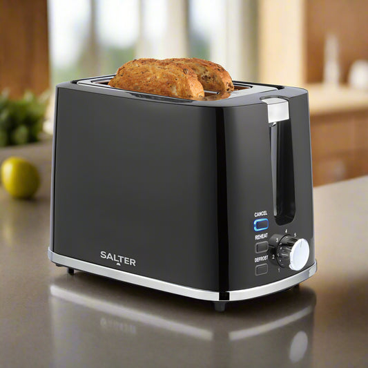 Two-Slice Toaster Deco UK Black Wide Bread