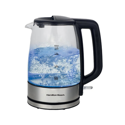 Hamilton Beach 1.7L Illuminating Glass Kettle | Blue LED