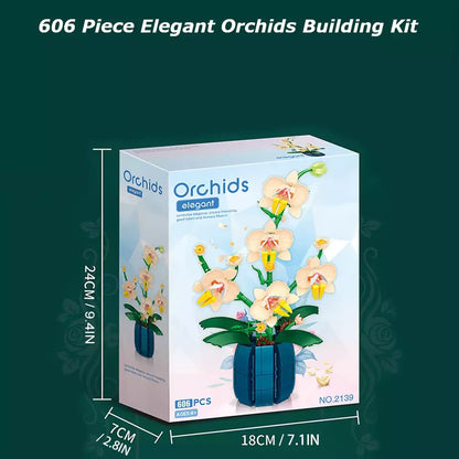 Orchid Building Blocks Flower 606pcs Bouquet Plant Model Bricks Home Decoration