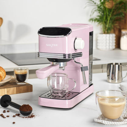 Salter Retro Espresso Machine - Pink 20 Bar Coffee Machine