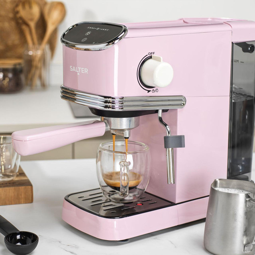 Salter Retro Espresso Machine - Pink 20 Bar Coffee Machine