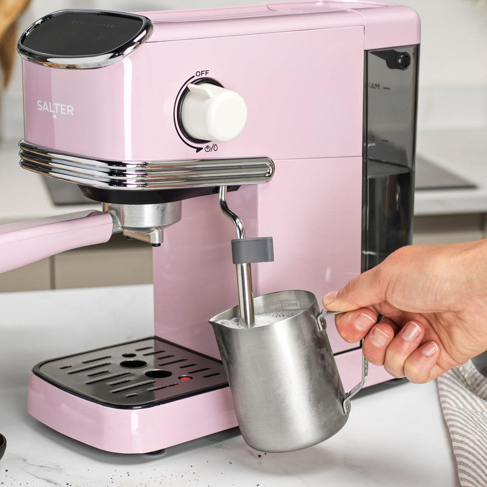 Salter Retro Espresso Machine - Pink 20 Bar Coffee Machine