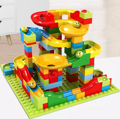 Marble Race Run 168 Piece STEM Building Blocks For Kids - Mini Marble Run