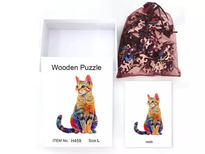 A3 Wooden Cat Puzzle - A3 size with 100+ pcs Ideal Gift Wooden Jigsaw Cat A3