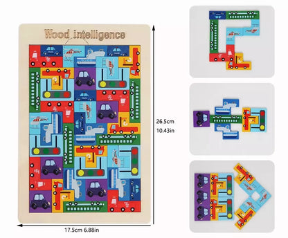 Wooden Russian Block Puzzle IQ Intelligence Sensory Toy Puzzle Wooden