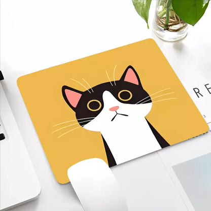 Cute Cat Mousepad - Size Regular 18cm x 22cm - Funny Cat Mousepad Yellow