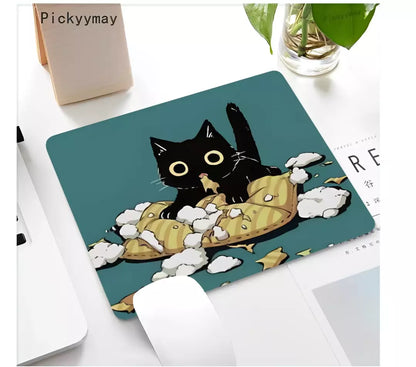 Cute Cat Mousepad - Size Regular 18cm x 22cm - Funny Cat Mousepad Dark Teal