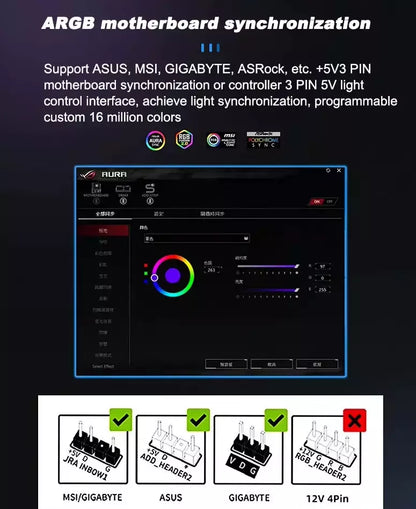 140mm Prism Pro Computer Fan ARGB 4 Pin PWM Quiet Cooling Fan - Reversed