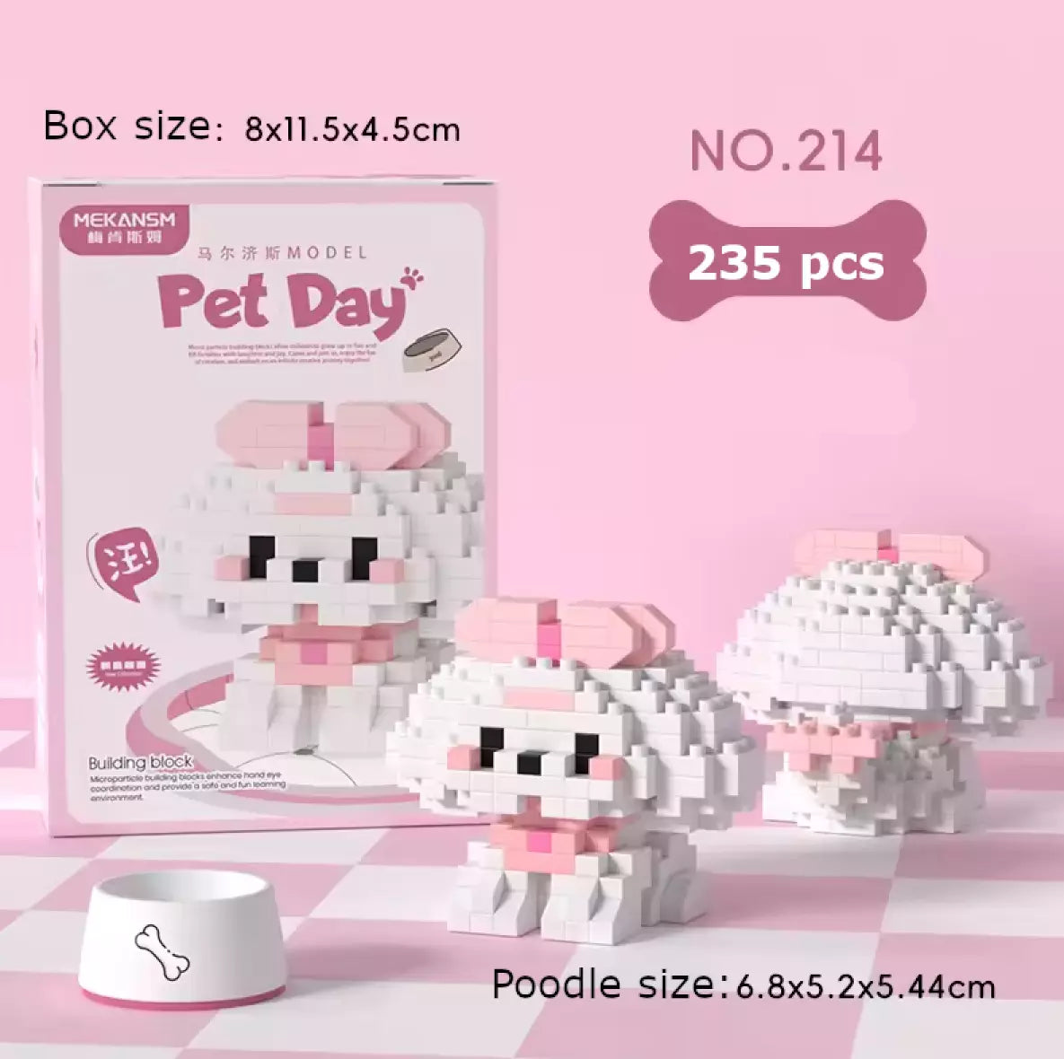 Micro White Poodle Building blocks Poodle Tiny 235 piece Nano Blocks Cute Gift