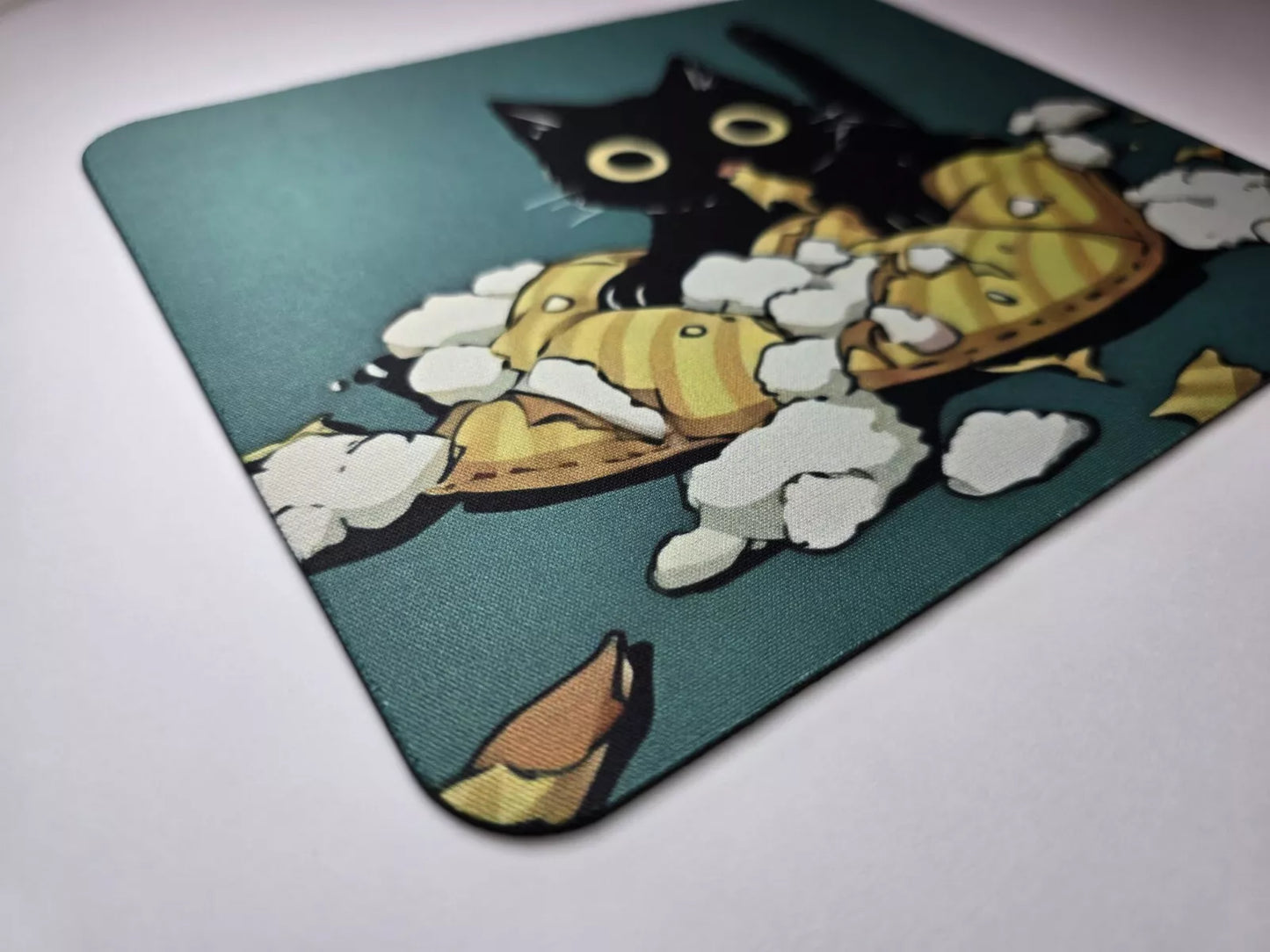 Cute Cat Mousepad - Size Regular 18cm x 22cm - Funny Cat Mousepad Dark Teal