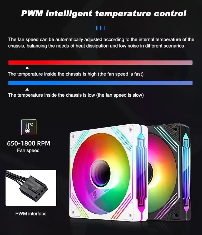 140mm Prism Pro Computer Fan ARGB 4 Pin PWM Quiet Cooling Fan - Reversed