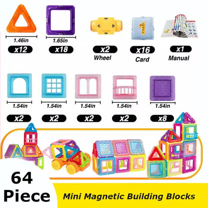 Kids 64 Piece Magnetic Building Blocks – Educational Construction Toys Kids STEM