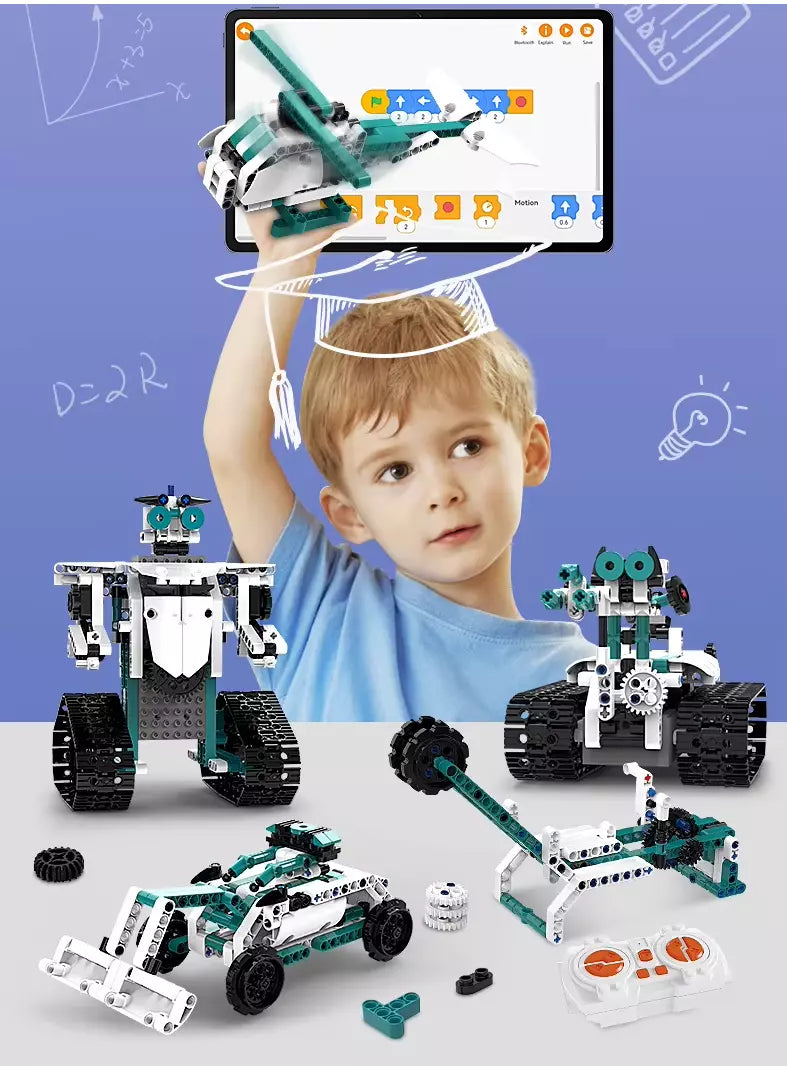 557 pcs 12 in 1 APP Programmable Remote Control Robots STEM Building Blocks Toys