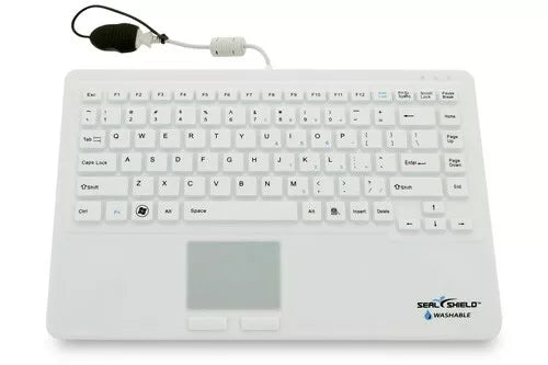 Seal Shield Touch Silicone All-in-One Keyboard with Touch Pad, Washable, White